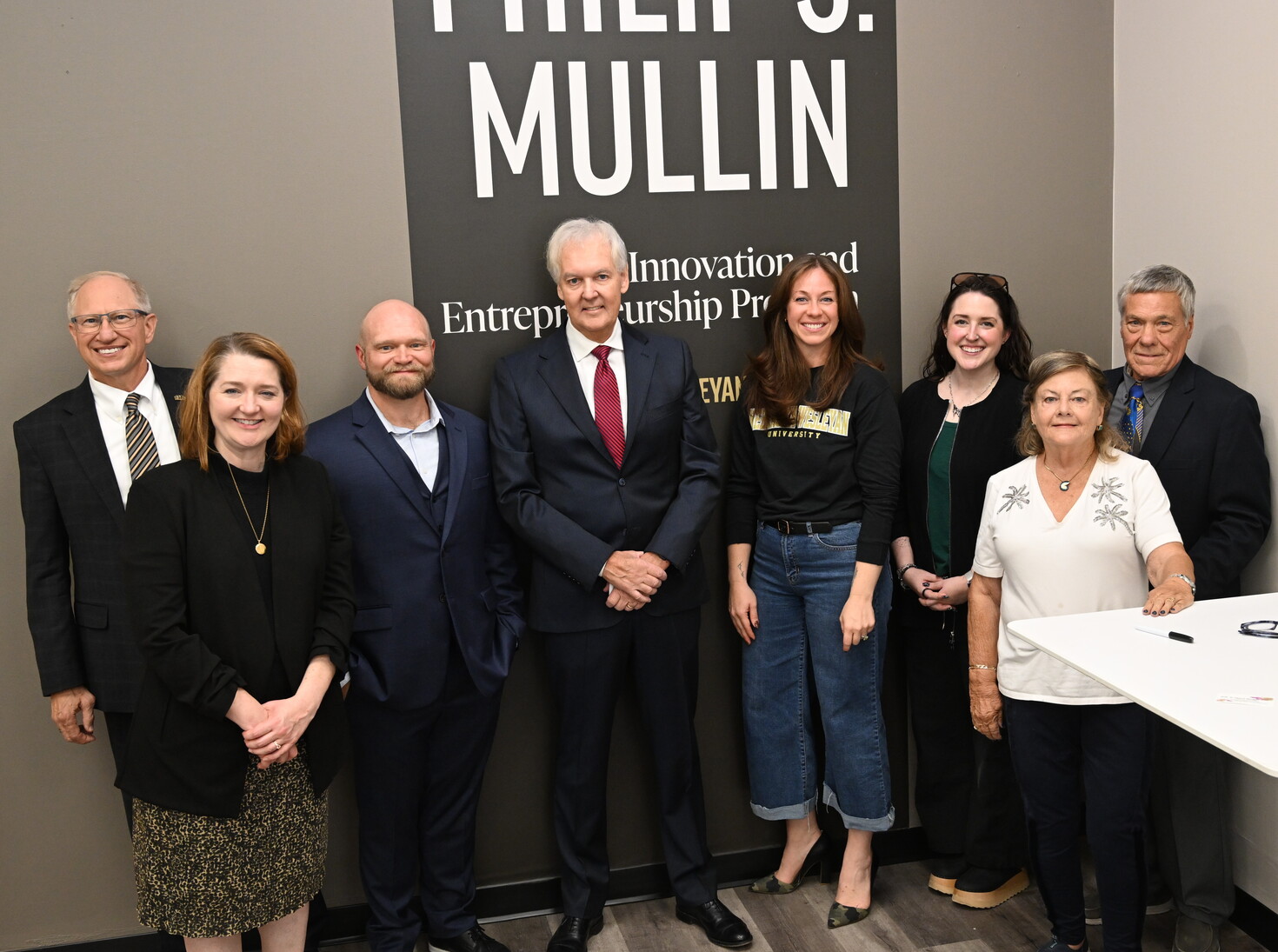 From left to right: Darrin Good, Suzanne Schaffer, Art Wilson, Scott McClain, Sarah Spitsen, Bianca Zongrone, Janet Muggy and Bill Muggy.