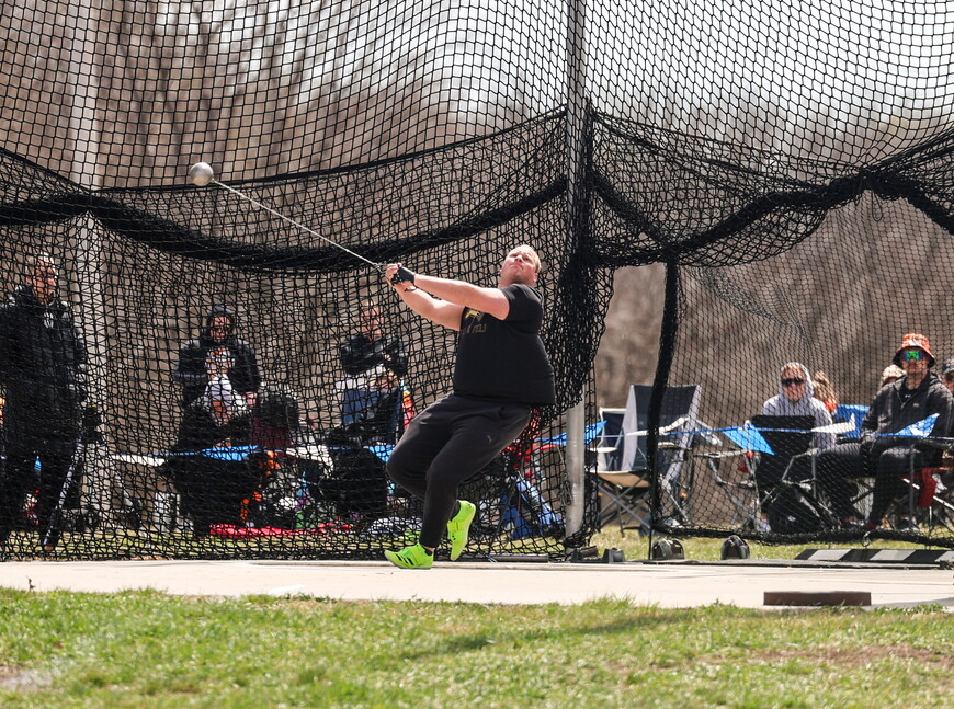 Colin Wojtkiewicz competing in the hammer throw.
