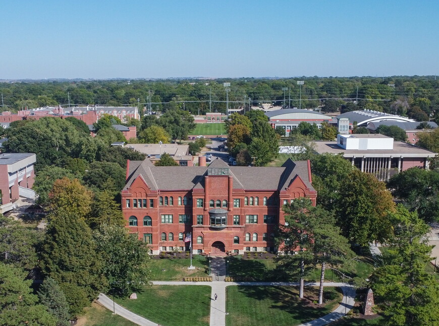 Aerial view of Old Main 