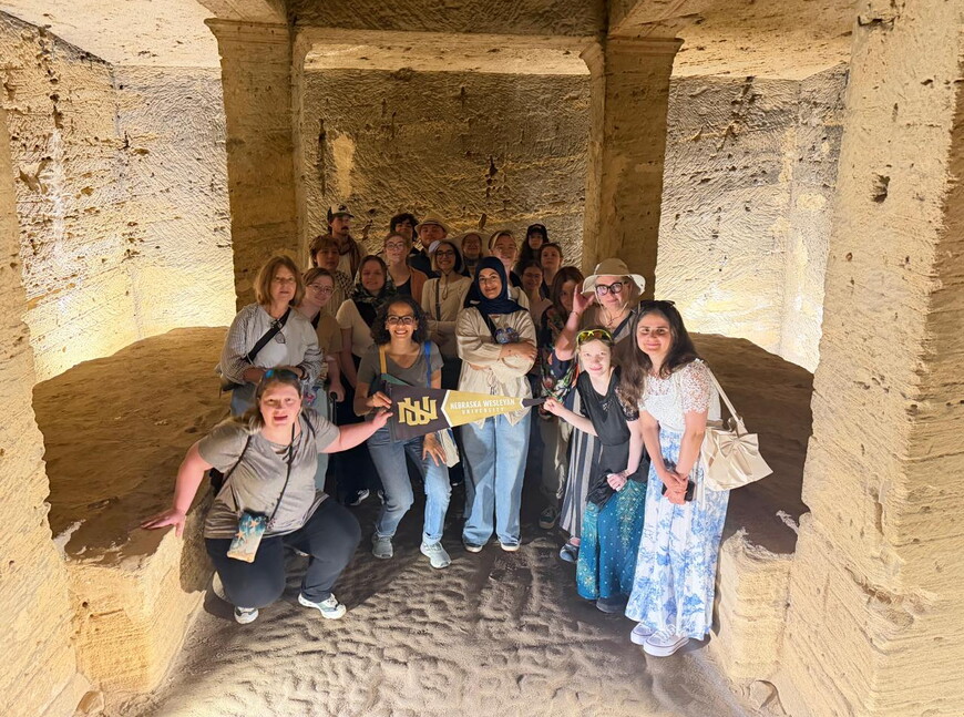 NWU students exploring ancient ruins in Egypt.