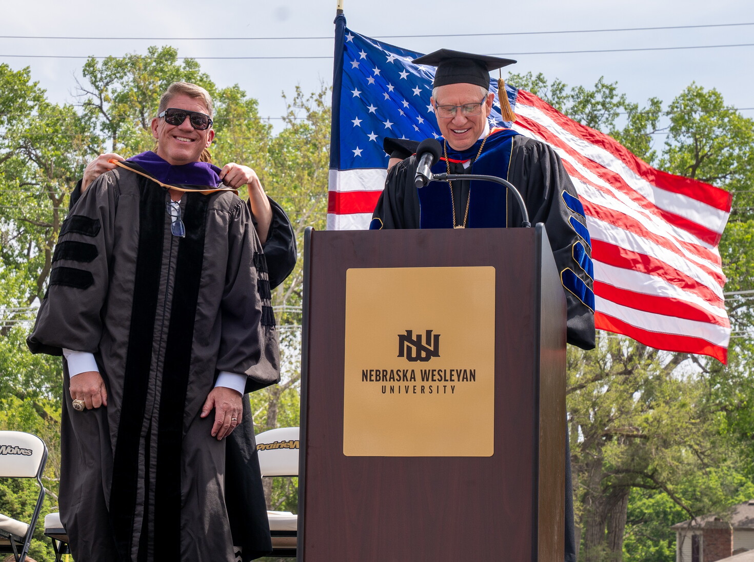 Jason Licht at NWU's 2026 commencement ceremony.