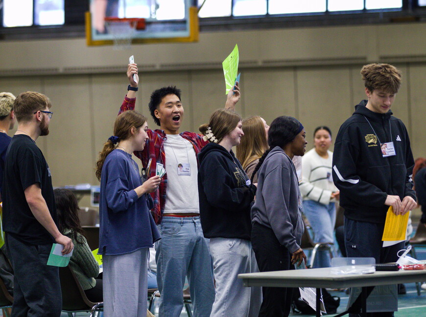 Students participate in NWU's poverty simulation in February of 2026.