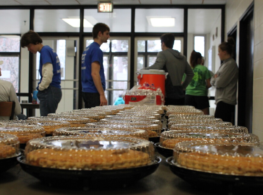 Pies await the runners.