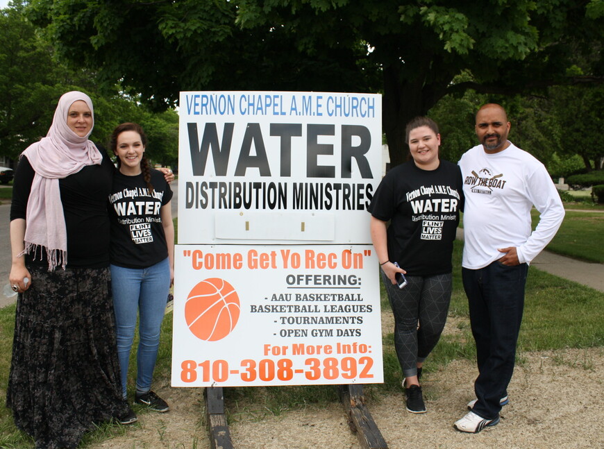 Laurel Withee and Michaela Wells worked closely with Vernon Chapel African Methodist Episcopal Church to distribute water throughout Flint, Michigan.