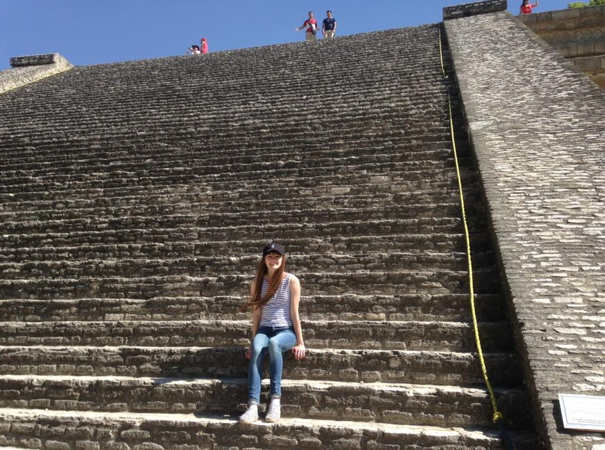 Knox enjoys the view on the staircase to the Gran Piramide de Cholula, the world's largest pyramid.