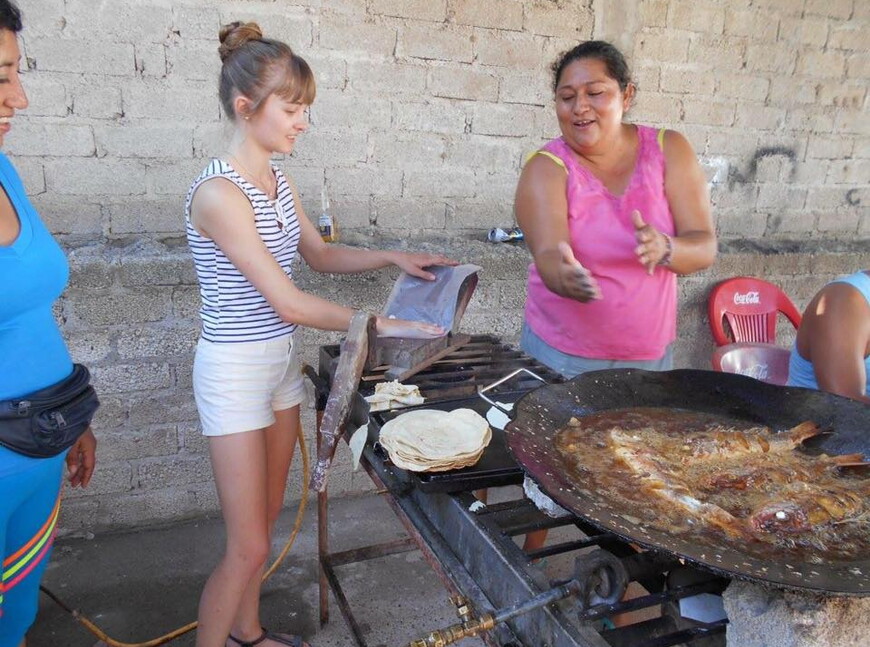Knox visited her host dad's relatives where she learned to make tortillas.