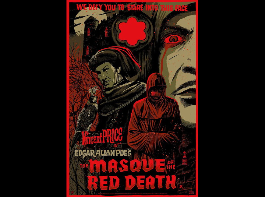 Movie poster featuring Vincent Price in Edgar Allen Poe's The Masque of the Red Death.