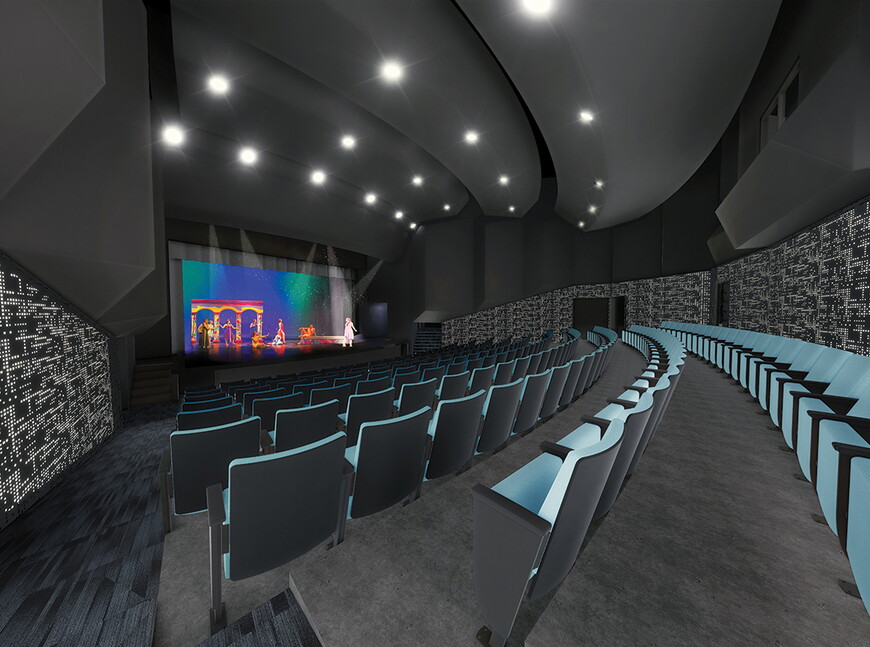 Concept design of McDonald Theatre seating by HDR, an international architecture firm based in Omaha.