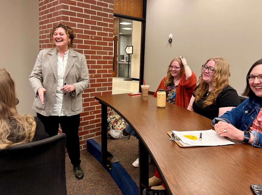 Autumn Edwards interacts during her recent lecture at NWU.