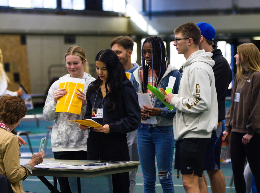 Students participate in NWU's poverty simulation in February of 2026.
