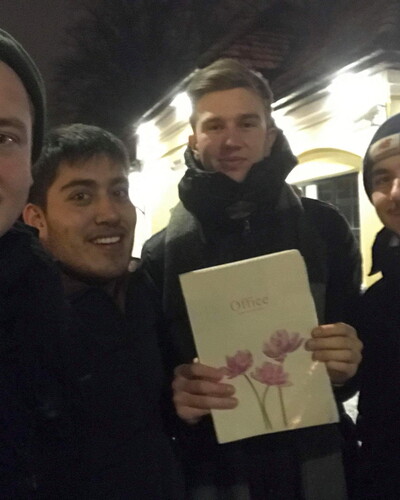 Senior global studies major Alexis Rodriguez-Garcia is the latest NWU student to study abroad in Estonia. Alexis (second from left) enjoys an evening in Tartu with new friends.
