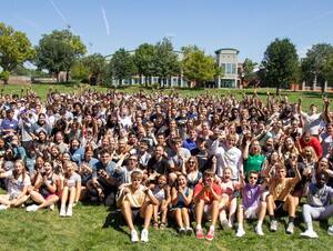 439 first-year students gather on Taylor Commons