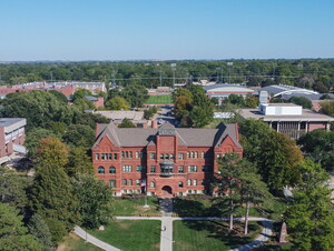 Aerial view of Old Main 