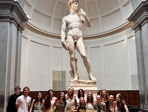 NWU students in front of the statue of David.
