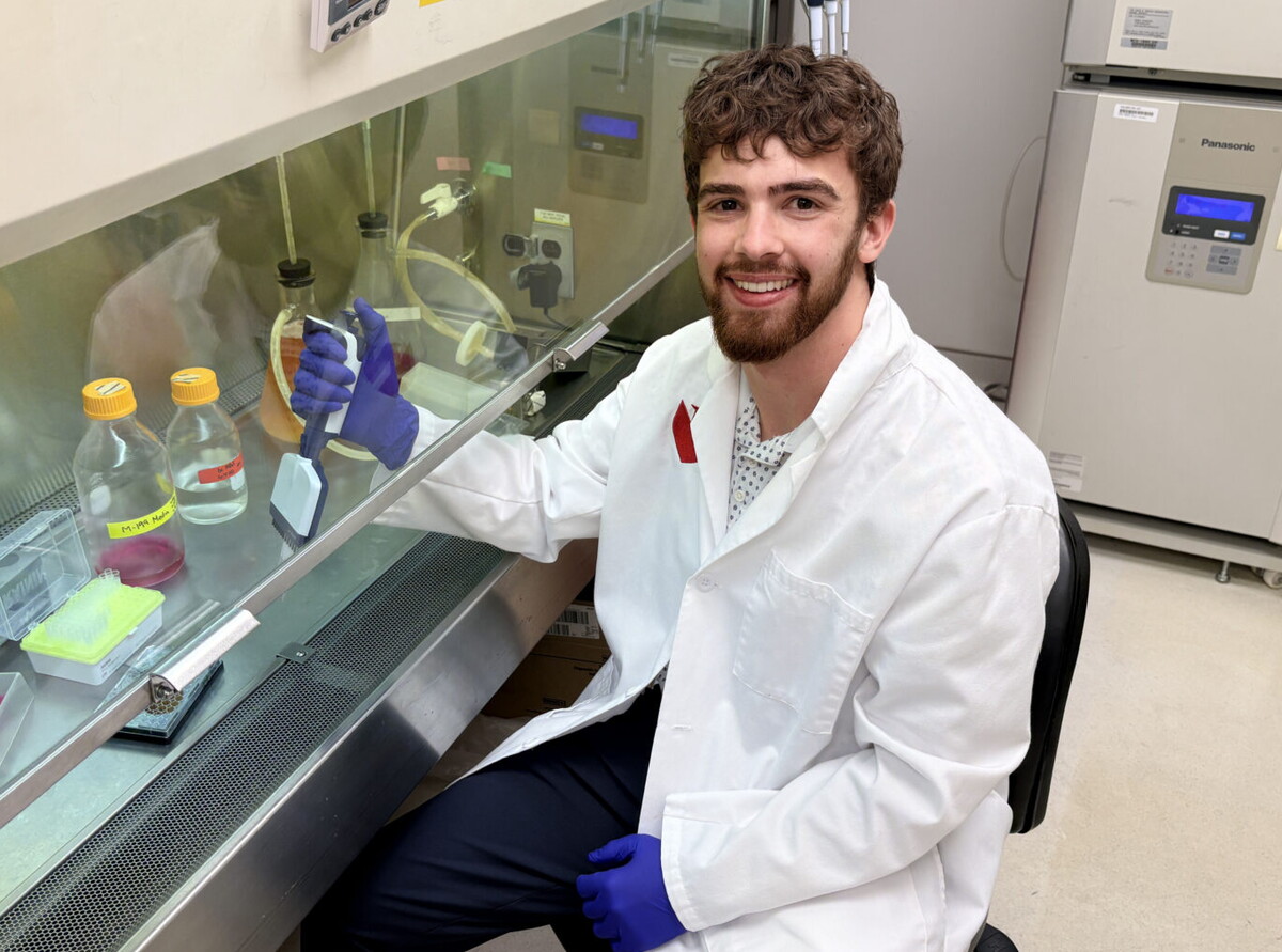 NWU's Kaiden Aaronson is working at the University of Nebraska Medical Center this summer.