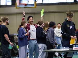 Students participate in NWU's poverty simulation in February of 2026.