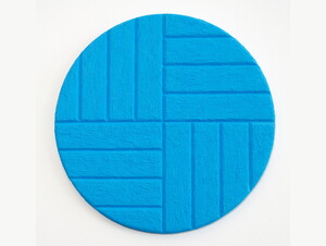 On an oval canvas is light blue color