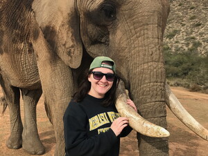 While in Mossel Bay, South Africa, Schumacher had the opportunity to participate in an elephant walk at the Indalu Game Reserve.