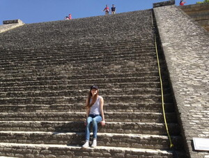Knox enjoys the view on the staircase to the Gran Piramide de Cholula, the world's largest pyramid.