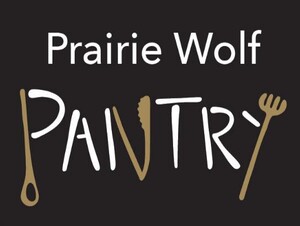 Prairie Wolf Pantry in white and gold on black background