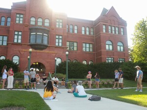 Class meeting outside Old Main
