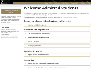 Admitted student web page