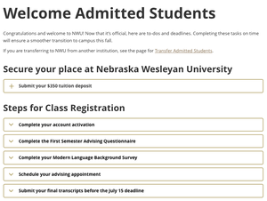 Admitted Students webpage