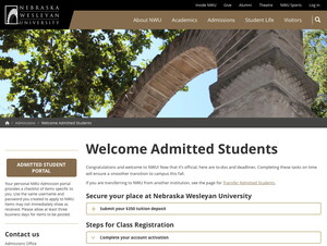 Admitted student web page