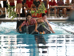 Students competing in a boat race