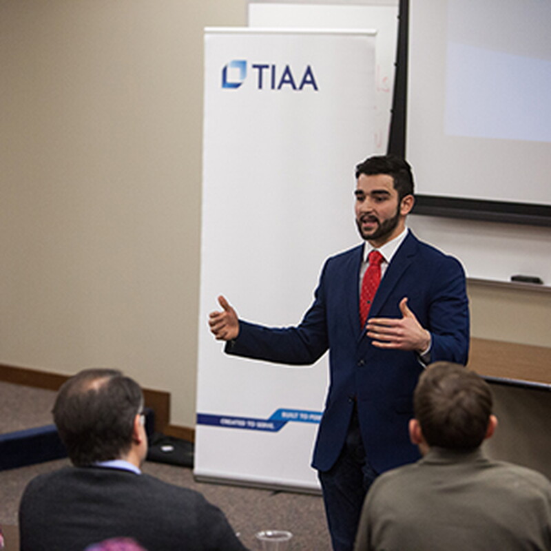 Jonathan Curti giving his pitch
