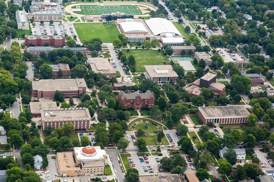 Aerial view of Nebraska Wesleyan University campus