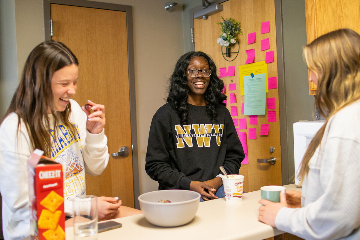 Young women cooking in a kitchen in a suite.