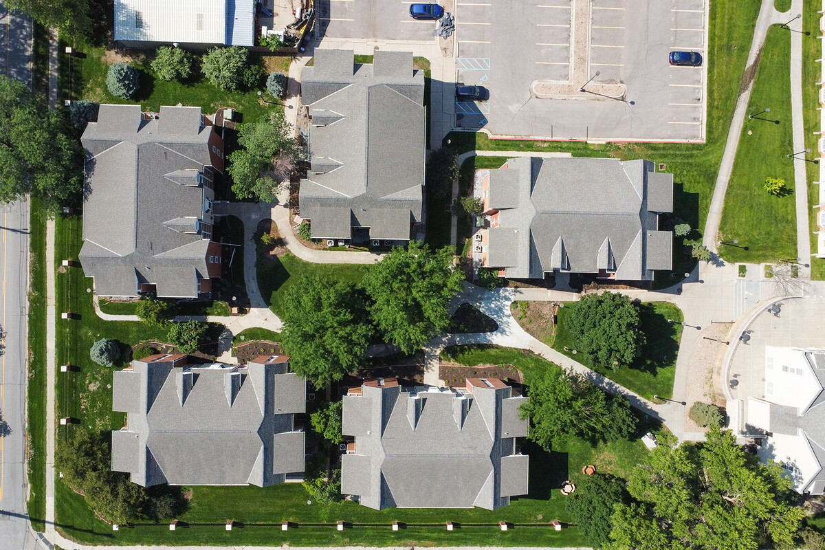 Aerial view of Townhouse Village.