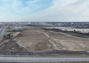 Aerial view of the park grounds showing the dirt work completed.