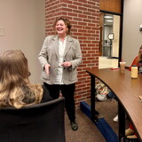 Autumn Edwards interacts during her recent lecture at NWU.