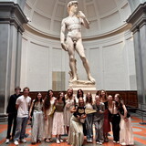 NWU students in front of the statue of David.