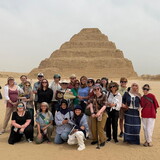 NWU students in front of a pyramid in Egypt.
