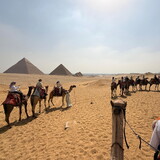 NWU students riding camels in Egypt.