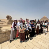 NWU students in front of the Sphinx in Egypt.