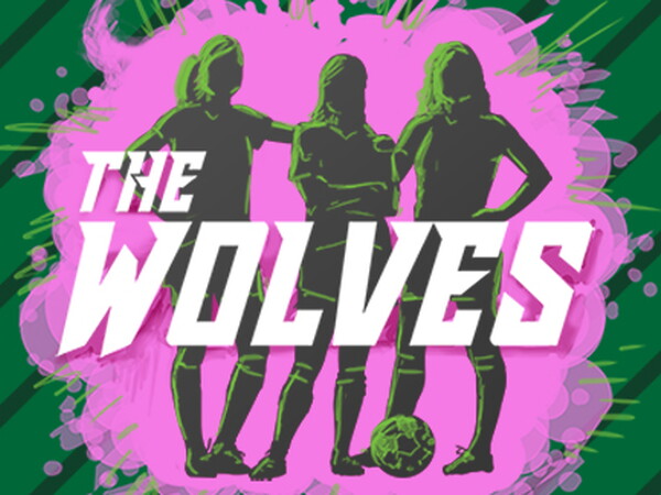 The Wolves in text over three female soccer players